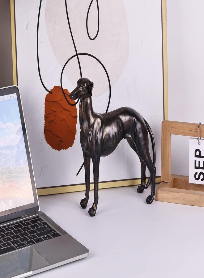 SHENGTIAN Large Resin Greyhound Statue, Antique Bronze Finish Decorative Dog Sculpture, Lifelike Greyhound Figure - Dog Statues for Home Office Decor, Greyhound Gifts - Image 2